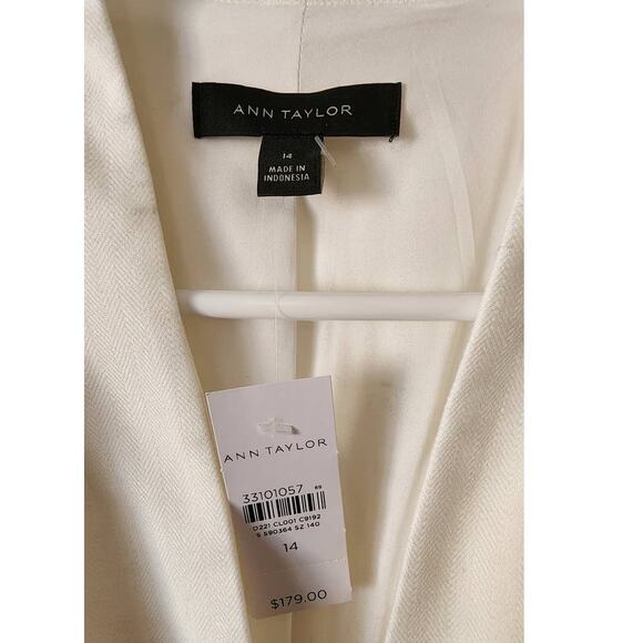 Ann Taylor The Cutaway Blazer in Herringbone Linen Blend 14 NEW - Picture 4 of 8